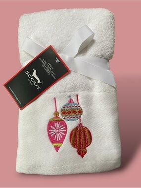 2 NWT Soft Scout Home VTG Type Christmas Ornaments Embroidered Hand Towel Set